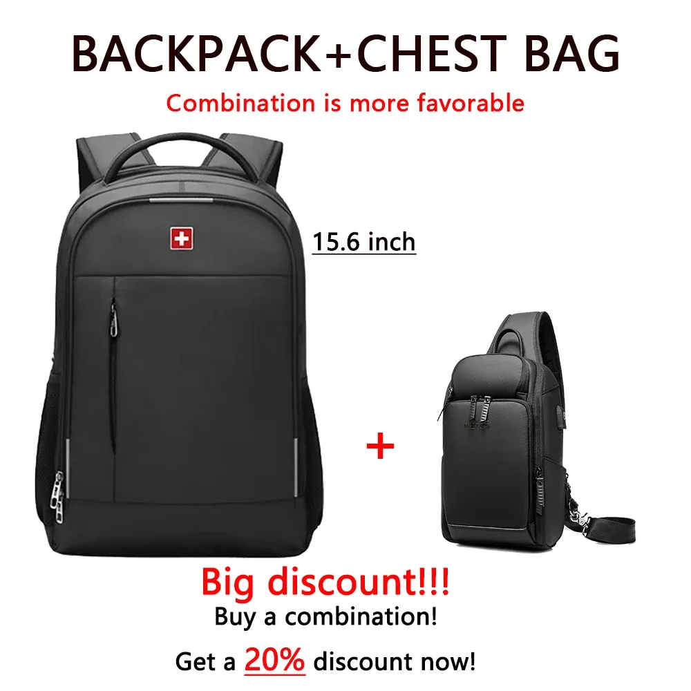 sac à dos militaire suisse pour hommes, 17 pouces, mode affaires, école, étanche, usb, grande capacité, sac de poitrine mochilas