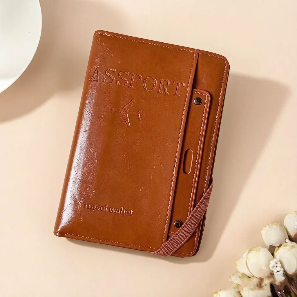 porte-passeport anti-rfid, portefeuille de voyage en cuir, étui pour documents de voyage, accessoires