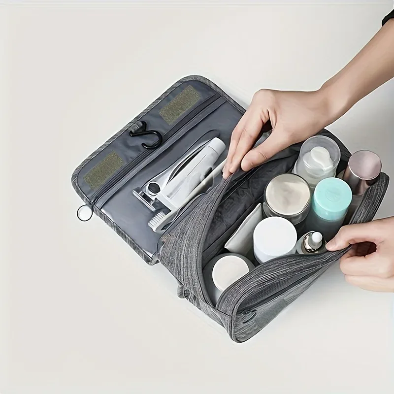 trousse de toilette portable en tissu oxford pour hommes et femmes, organisateur de voyage étanche à suspendre