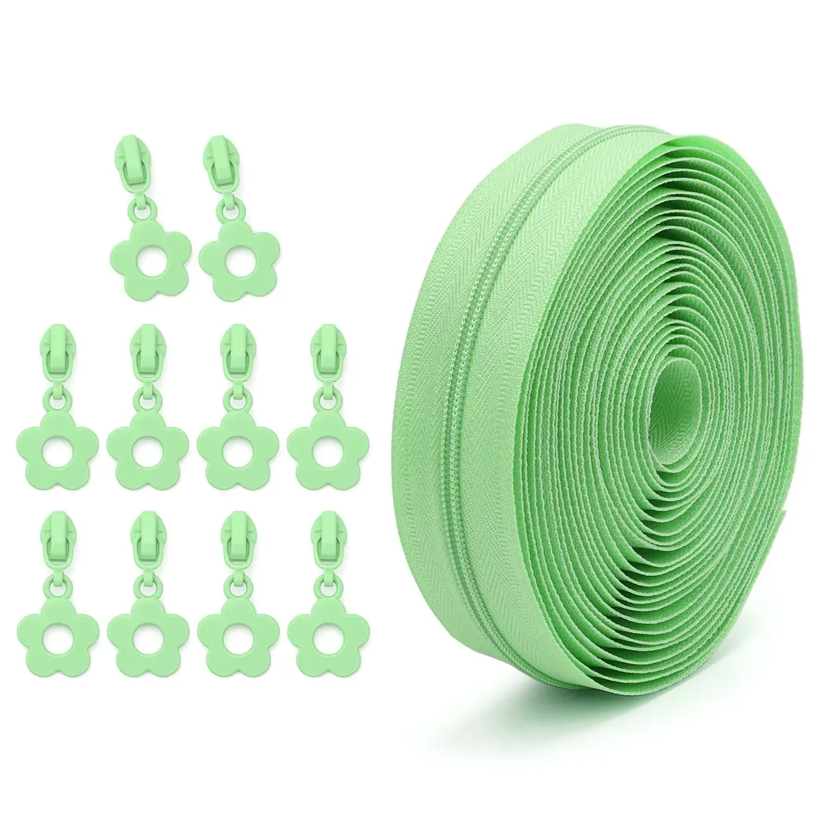 # 3 fermetures éclair en nylon de 4,5 mètres et 10 petits tirettes de fermeture éclair à motif floral, idéales pour le bricolage sur valises, sacs et trousses à crayons