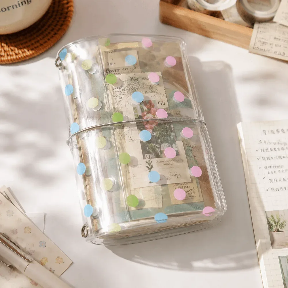 porte-passeport à pois avec bande élastique, couverture de passeport transparente, étui de protection portable pour voyage.