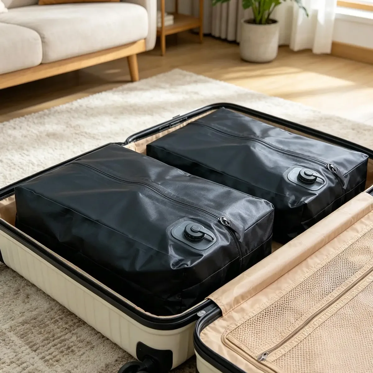 1set sacs de rangement sous vide automatiques pour vêtements, économiseur d'espace de voyage pour doudounes, sac de compression étanche et hermétique