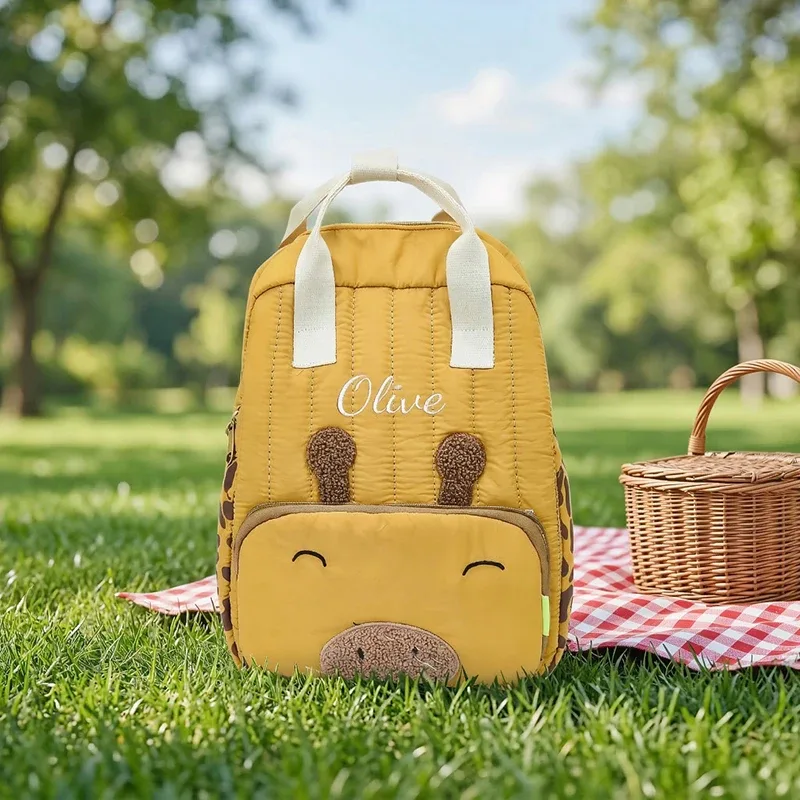 sac à dos personnalisé brodé sur mesure / 2 options standard, motif dessin animé mignon, matelassage en forme de cœur, sac à dos décontracté, cadeau pour la rentrée scolaire