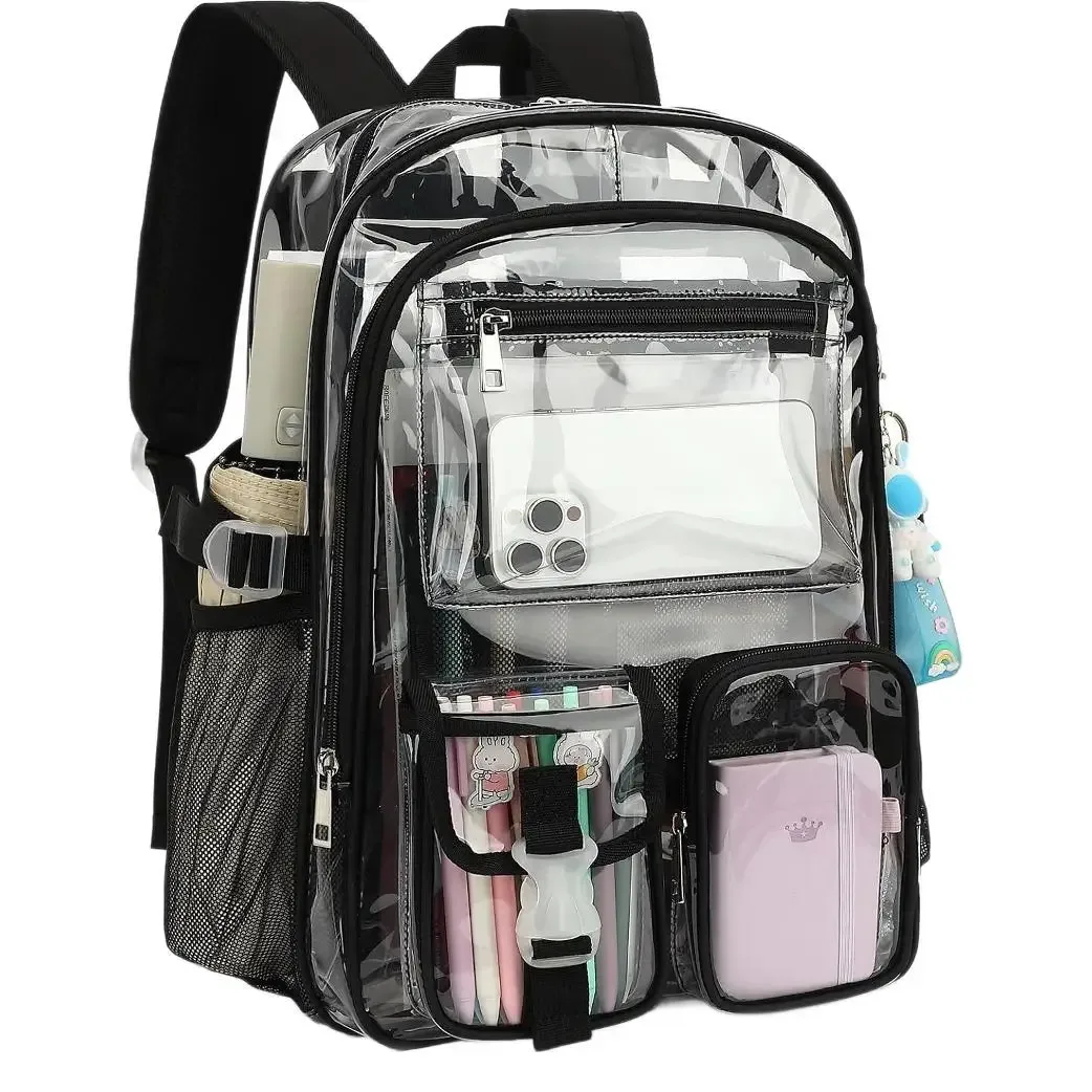 nouveau sac à dos adapté aux écoles, sac transparent en pvc robuste adapté aux champs sportifs