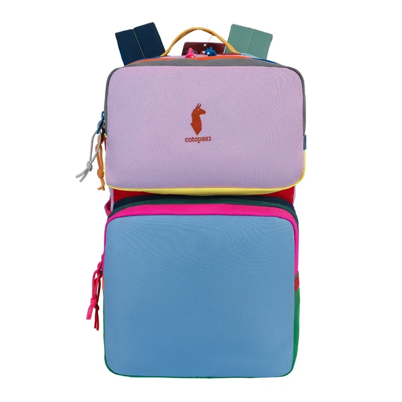 sac à dos color block avec plusieurs compartiments, sac de voyage décontracté et tendance, sac à dos double épaule multicouche aux couleurs contrastées