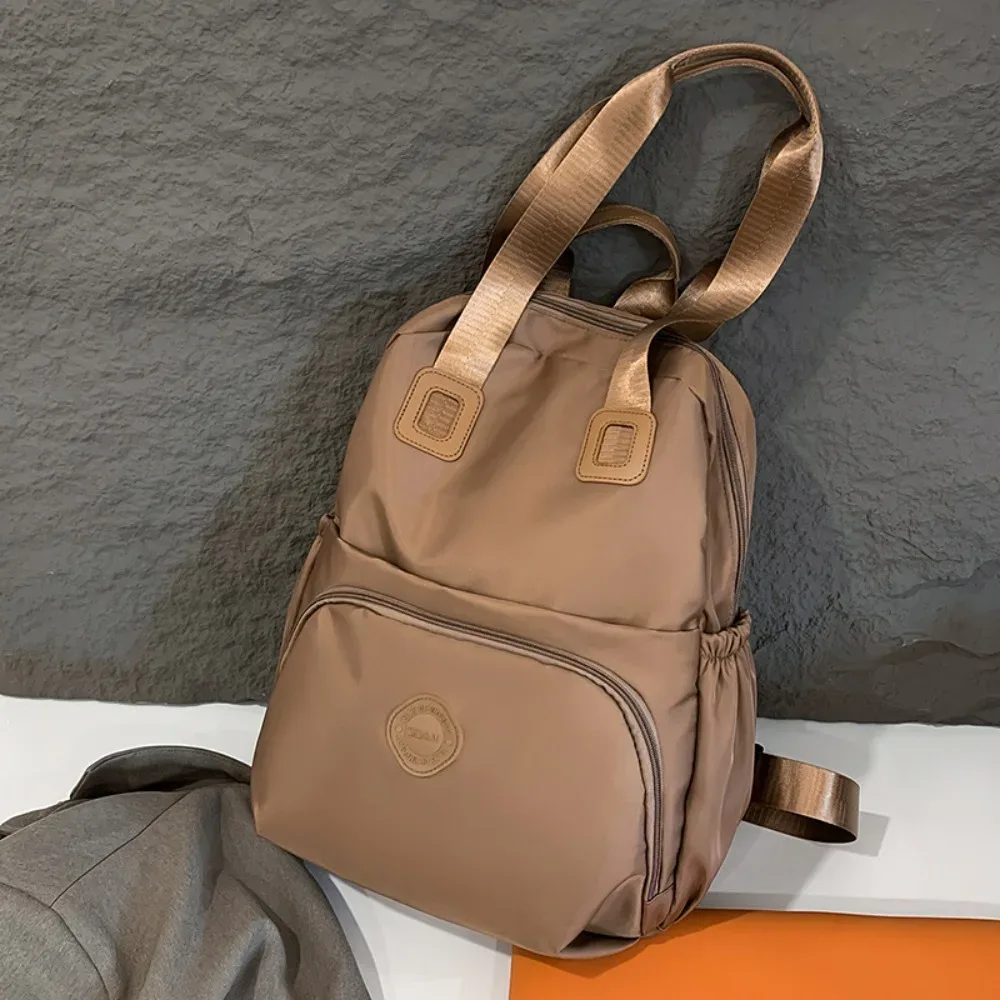 sac à dos sportif décontracté en nylon de style coréen, couleur unie, grande capacité, sac de voyage, sac à bandoulière, sac fourre-tout, sac de fitness en nylon, sac de voyage