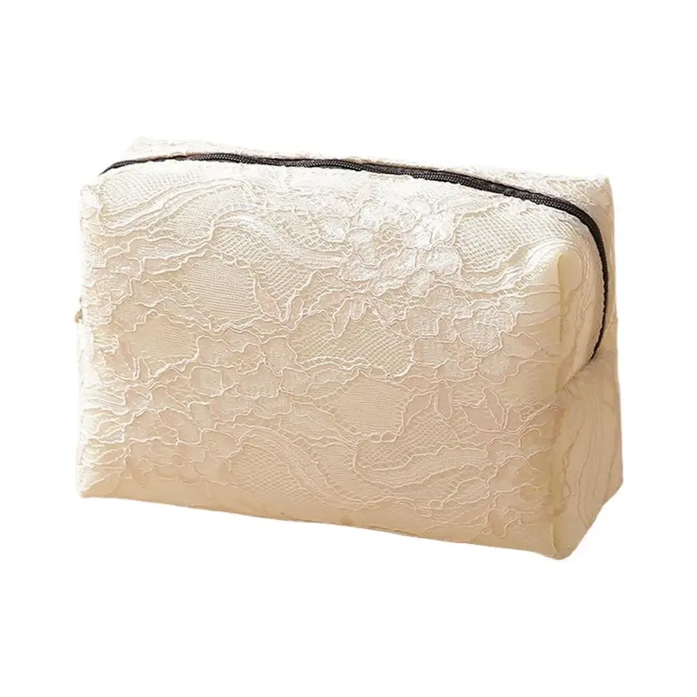 trousse de maquillage grande capacité en dentelle florale, pochette cosmétique imperméable, sac de voyage pour articles de toilette et rangement