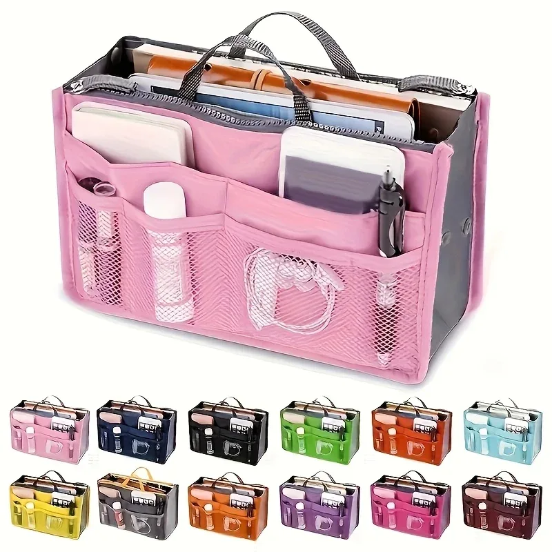 sac de maquillage multifonctionnel de grande capacité, sac de voyage portable à double fermeture éclair, sac de rangement pour articles de toilette, sac pour maman, sac cosmétique multi-poches