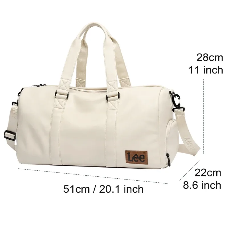 lee – sac polochon de voyage en cuir imperméable de haute qualité, compartiment à chaussures sec et humide, grand bagage d'entraînement, sac de fitness pour femmes et hommes