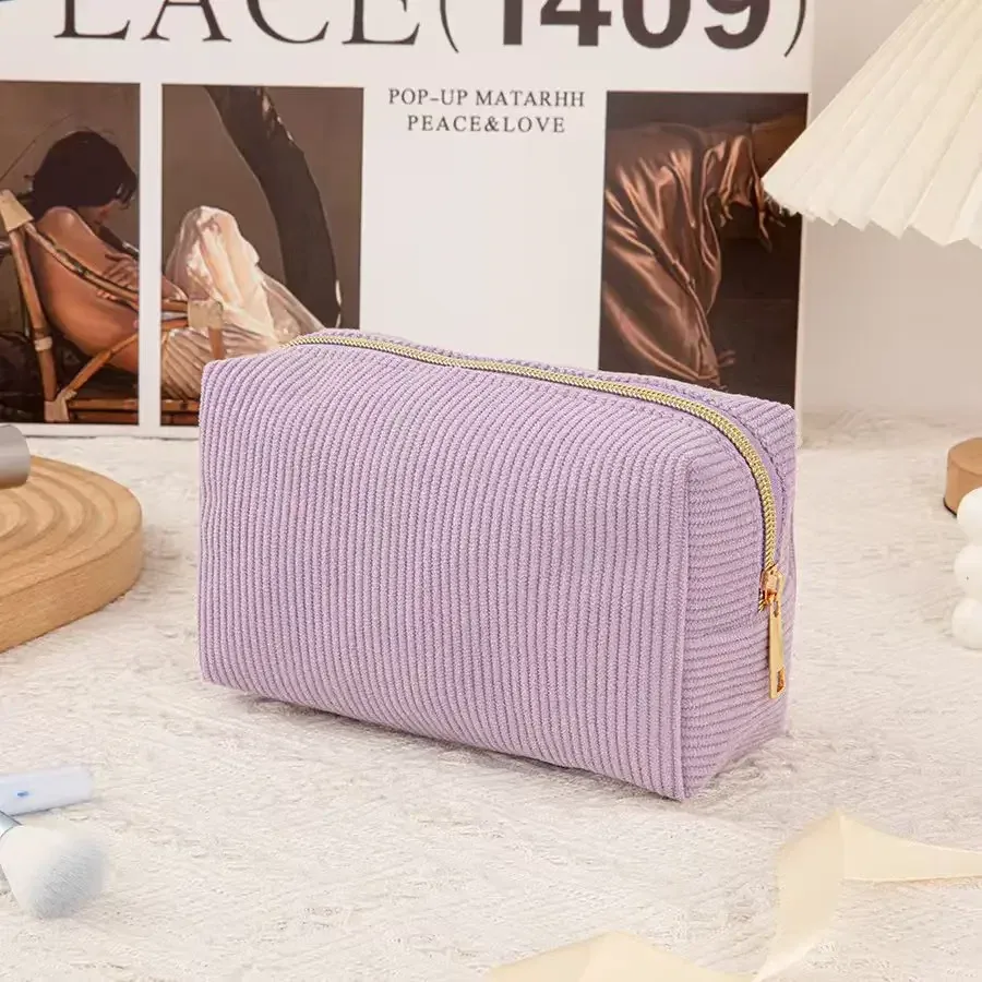 nouveau sac à cosmétiques simple en velours côtelé pour fille, sac de toilette portable de grande capacité, sac de rangement de voyage d'affaires