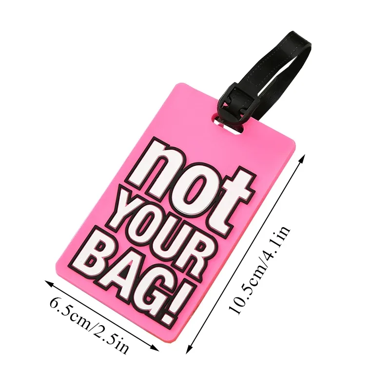 étiquettes de bagage en silicone portable, étiquette de valise, style dessin animé, lettre créative, accessoires de voyage mignons, pas votre sac, mode