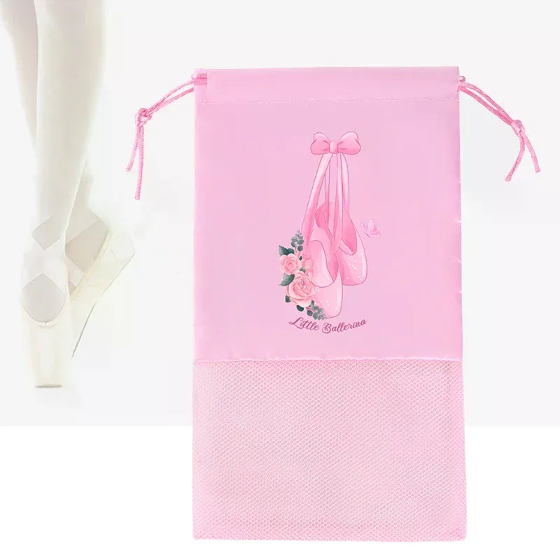Sac de danse portable en maille respirante, pochette de rangement pour chaussures, sacs organisateurs de ballet pour filles, pochettes à chaussures, sac à cordon pour chaussures de danse