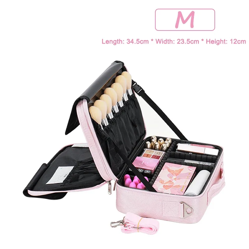 trousse à cosmétiques professionnelle pour femme, sacs à cosmétiques en cuir, oxford imperméable, grande capacité, étui de maquillage de voyage pour maquilleuse