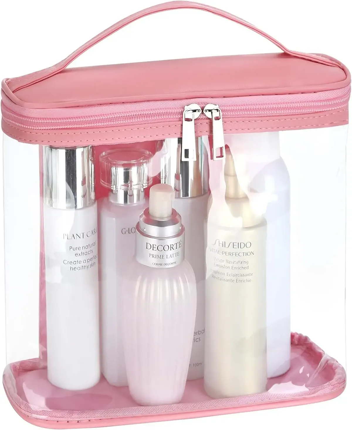 rapduty-trousse de voyage transparente anti-retard pour articles de toilette, trousse de maquillage transparente, trousse de voyage transparente avec fermeture éclair et poignée, 1 toilette