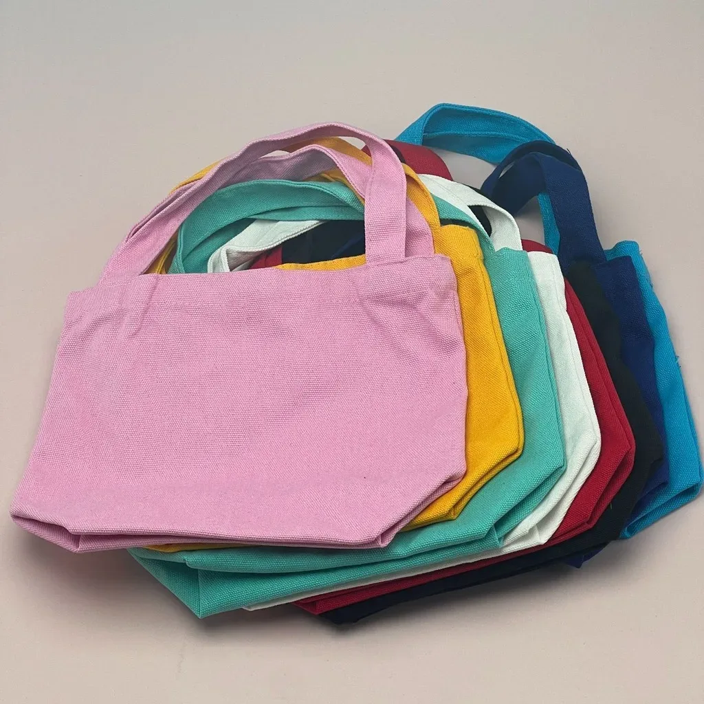 sac fourre-tout coréen en toile, couleur unie simple, sacs de shopping tendance, petits sacs pour le quotidien, sac à main pliable décontracté
