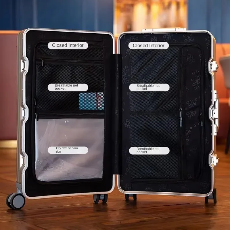 valise à roulettes de haute qualité, 100 % aluminium-magnésium, parfaite pour les valises de voyage de la marq