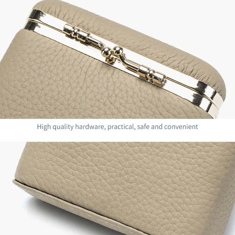 mini trousse de maquillage portable en cuir simple pour femmes, rangement miroir, usage personnel, petits étuis à rouge à lèvres, sacs à cosmétiques