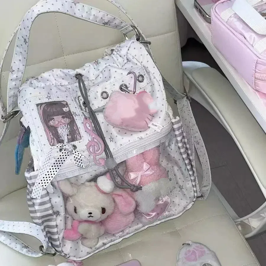 sac à dos à pois pour filles, doux et mignon, ita, sac à bandoulière simple de grande capacité, sac de poupées, sac à dos de banlieue à cordon de serrage, nouvelle collection