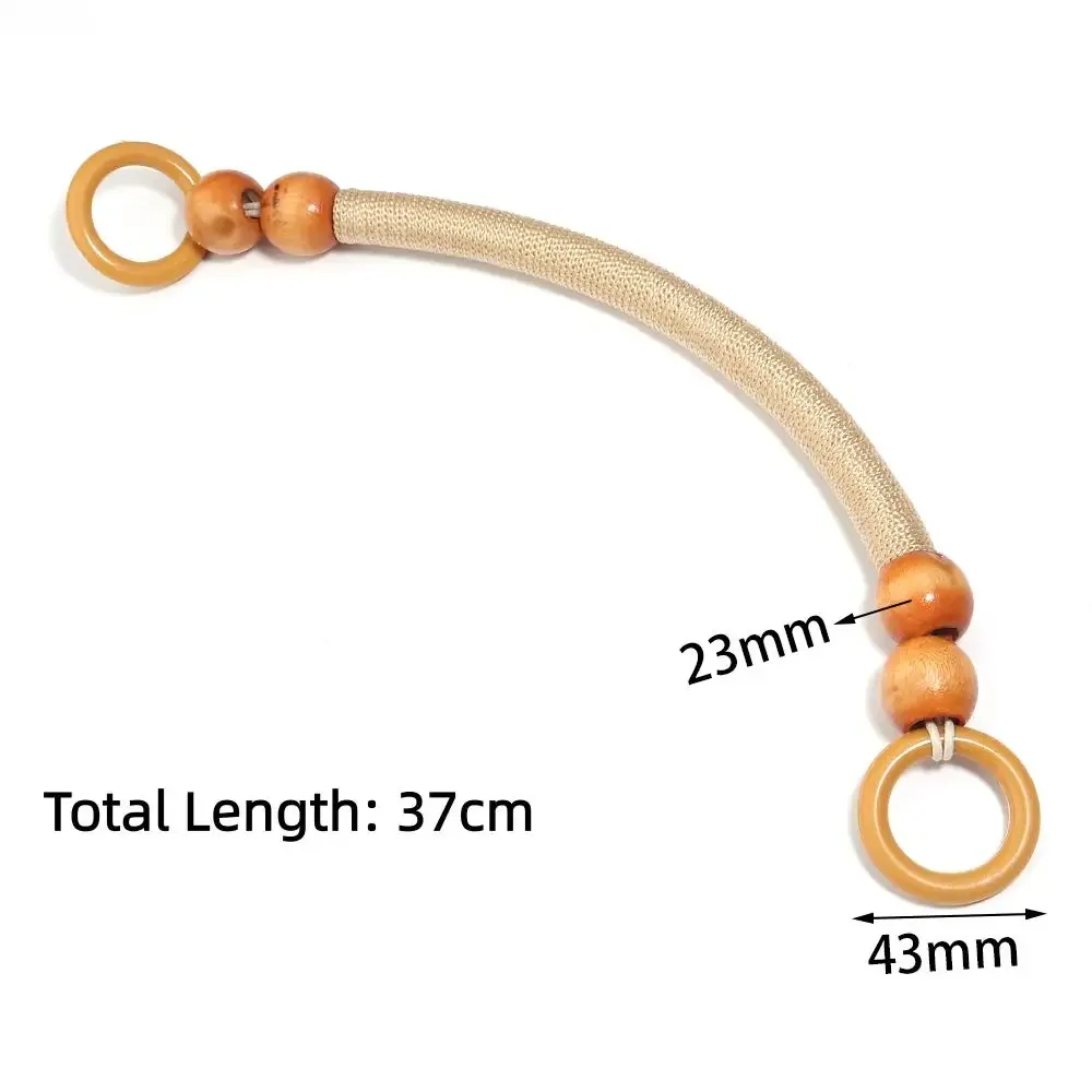 poignées de sac en bois perlé couleur unie 33/37 cm, sangle de sac tressée en corde de nylon pour sac à bandoulière, sacs à main, poignées de remplacement diy