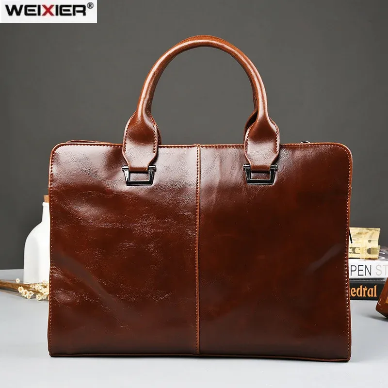 porte-documents de bureau d'affaires pour hommes, sac à main pour ordinateur portable, fourre-tout en cuir pu, grands sacs à bandoulière solides, sac vintage noir