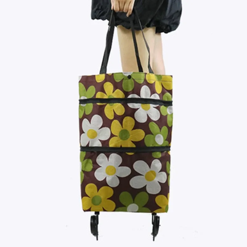 sac à roulettes, sac à roulettes, sacs à provisions pliants, achat de légumes, paquet de traction, petit chariot à traction, organisateur de courses portable