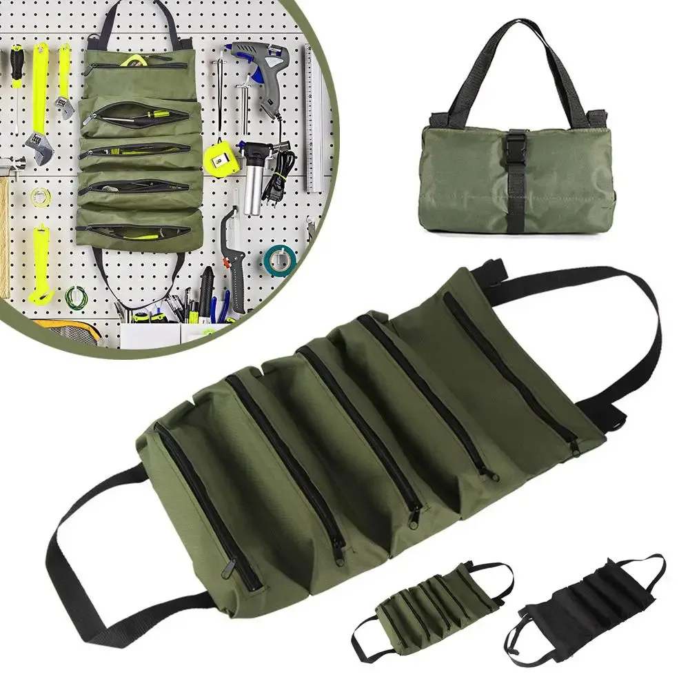 organisateur enroulable pour outils en tissu oxford robuste, étanche, résistant aux déchirures, rangement multi-compartiments pour électriciens mechani y7v1