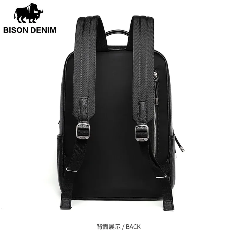 bison denim nouveau cuir véritable hommes sac à dos ordinateur portable école sac à dos sac 2025 mode étanche sac de voyage sac de livre décontracté