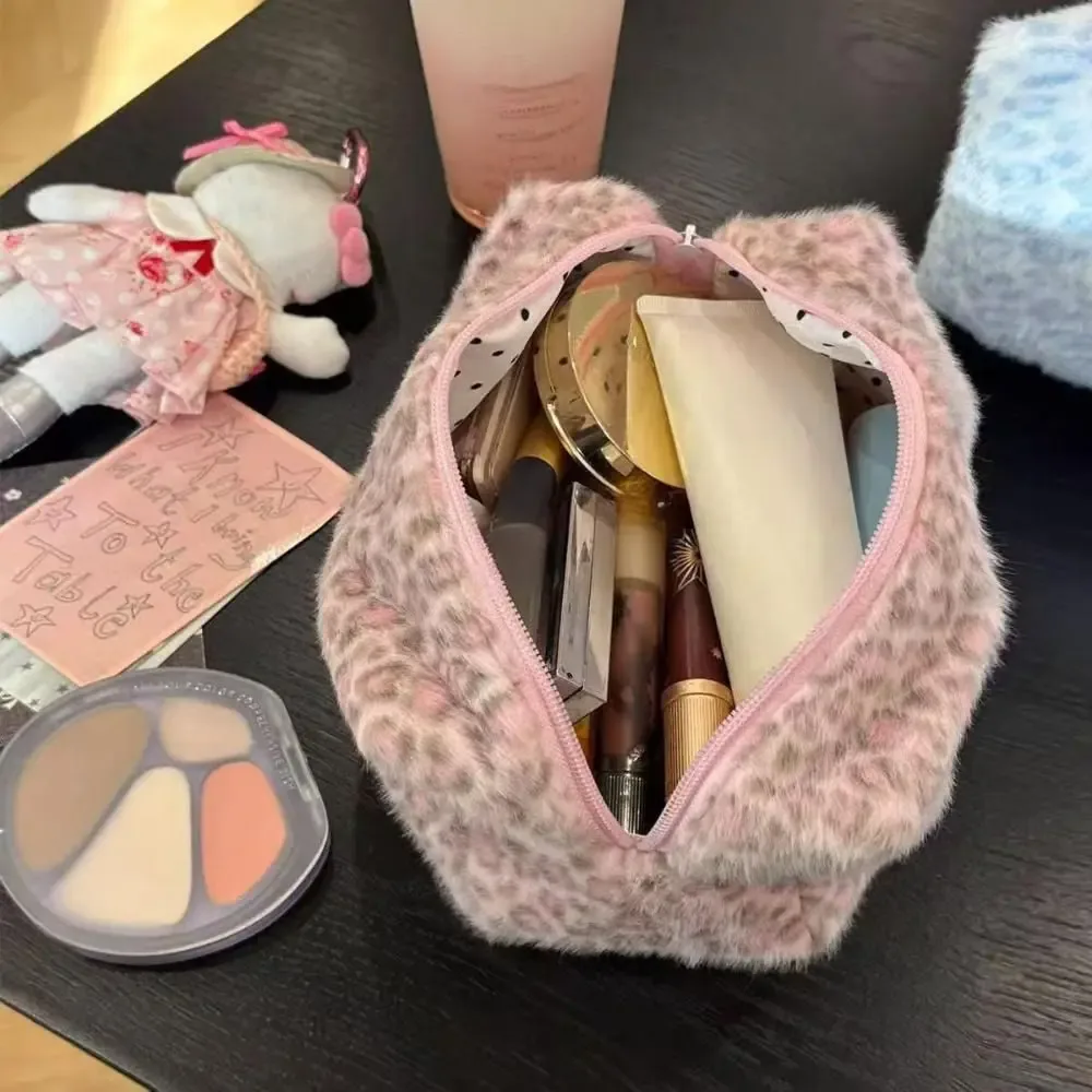 trousse de maquillage durable et douce à grande capacité, motif léopard, organisateur de toilette portable, sac cosmétique de voyage pour filles, pochette de rangement