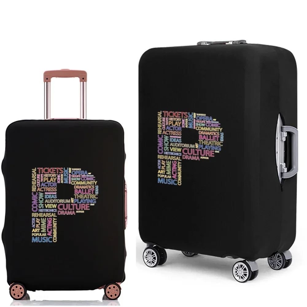 étui à bagages 2022, housse de protection avec texte 26 lettres, motif de voyage, élastique, housse anti-poussière pour valise de 18 à 28 pouces