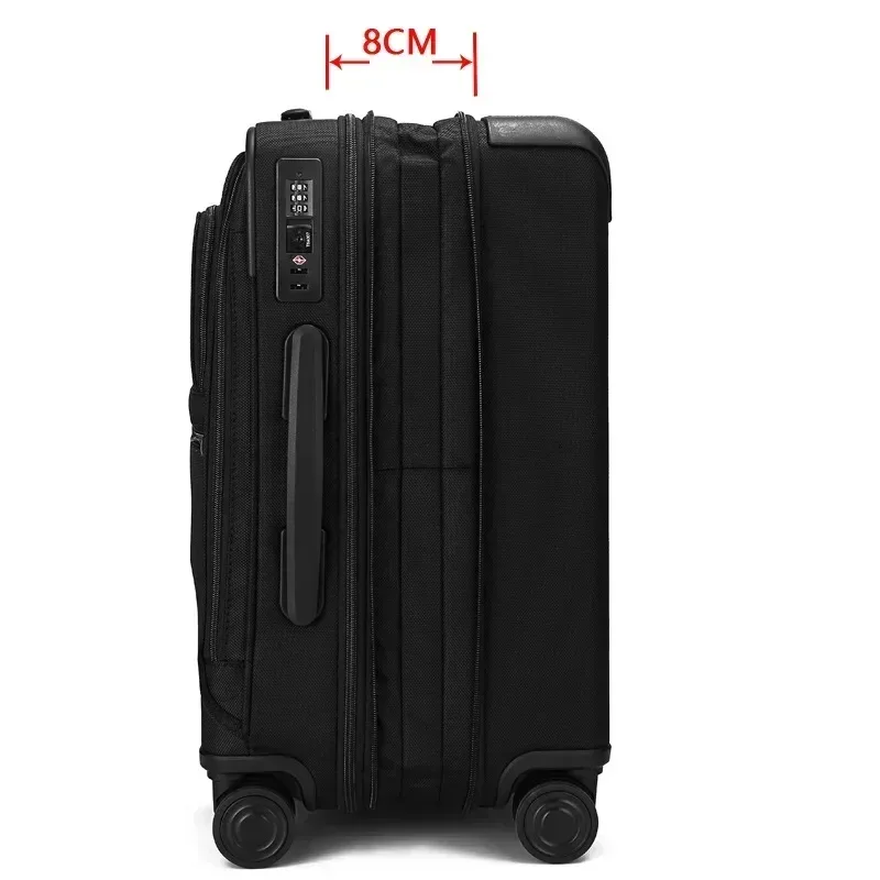 valise à roulettes en nylon balistique de 20 pouces, imperméable et résistante à l'usure pour hommes d'affaires, valise multifonction de haute qualité pour court voyage