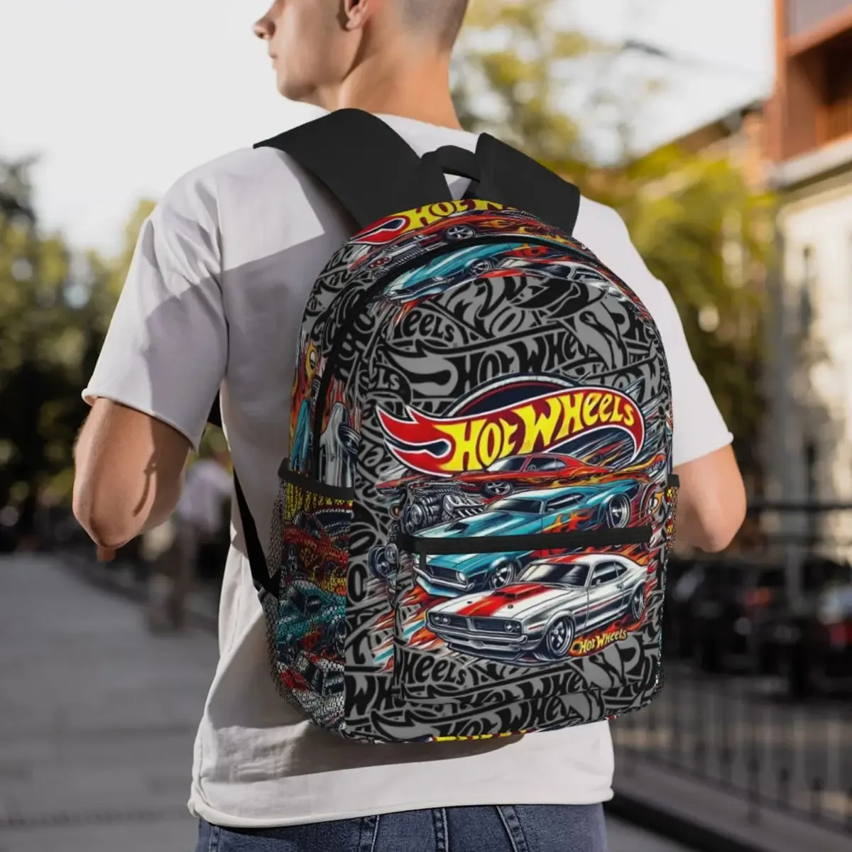 sac à dos hot wheels race pour étudiants, sac d'école, sac à dos de randonnée, sac de voyage pour hommes et femmes, sac à bandoulière