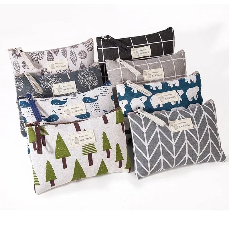 sac à cosmétiques en toile imprimée à la mode, pour le rangement du maquillage, petits sacs de maquillage de voyage, organisateur, sac de rouge à lèvres pour femmes
