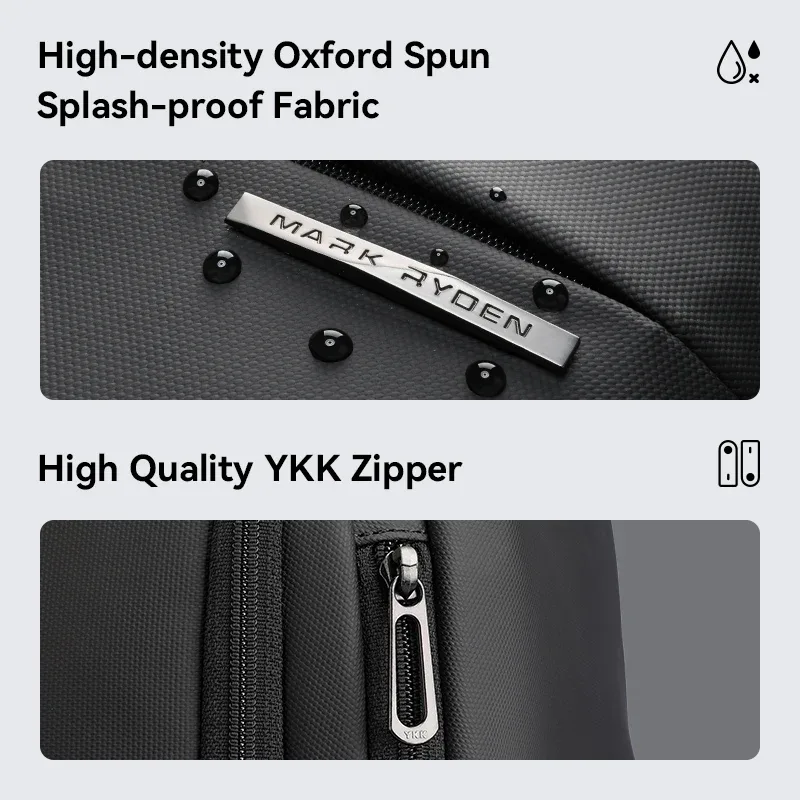 mark ryden sac à dos pour ordinateur portable d'affaires pour hommes, imperméable, oxford, 15,6 pouces, sac à dos de voyage avec fermeture éclair ykk