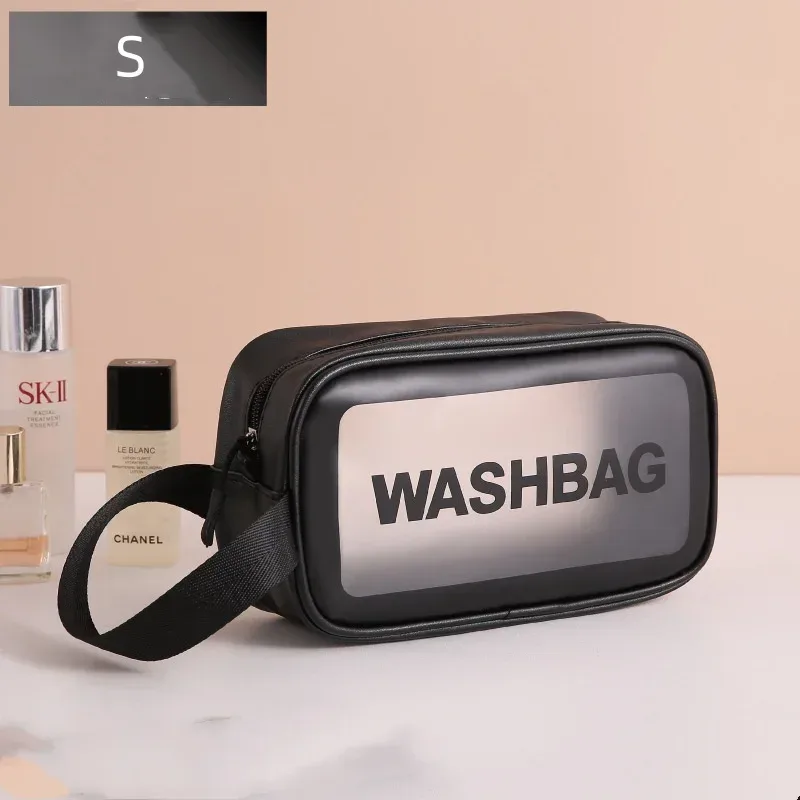 sacs à cosmétiques noirs, sacs à main de rangement de maquillage étanches, sac de rangement de produits de toilette de voyage portables, fourre-tout de bord de mer, sac à cosmétiques pour femmes