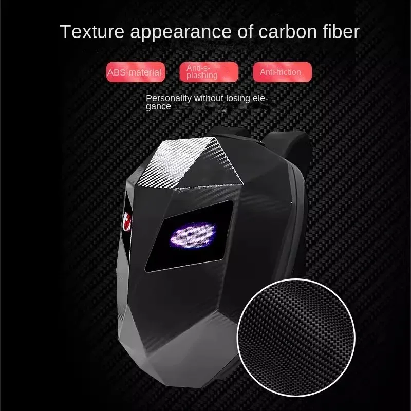 led moto rider sac à dos yeux lueur modèle fibre de carbone texture casque locomotive sac à dos sac d'école moto sac à dos pour ordinateur portable