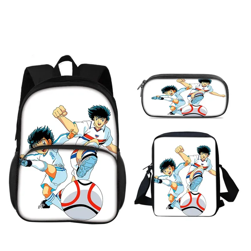 sac à dos captain tsubasa, sac à stylos, sac à bandoulière, ensemble de 3 pièces, polyvalent, pour garçon ou fille, meilleur cadeau d'anniversaire