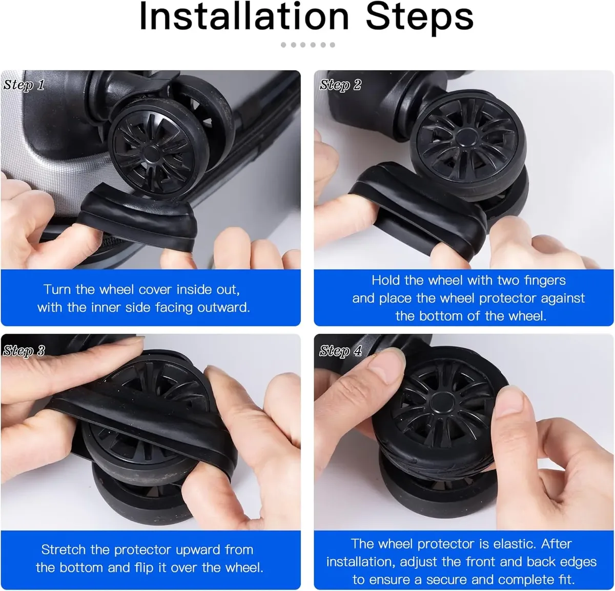 8 pièces/ensemble de protections en silicone pour roulettes de bagages, anti-bruit, résistantes à l'usure, pour valises à roulettes, protection épaissie pour le voyage