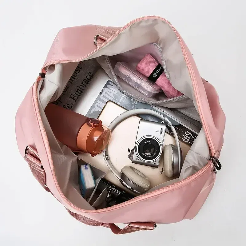 grand sac de voyage multifonctionnel en nylon pour femme, fourre-tout étanche, avec poches sèches, pour la gym