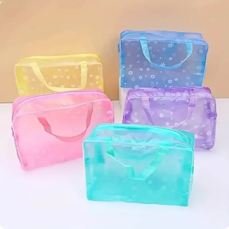 5 pièces emballage de toilette transparent sac cosmétique de voyage sac de voyage étanche trousse de toilette portable voyage affaires sac de plage