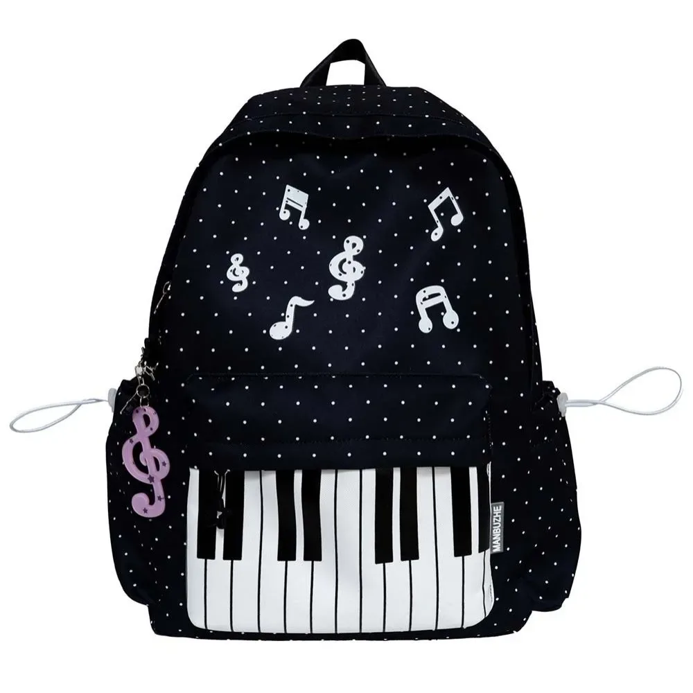 sac à dos pour piano en nylon, design léger, multi-poches, sac à dos pour clavier, résistant à l'usure, couleur contrastée, sac pour notes de musique, pour adolescentes