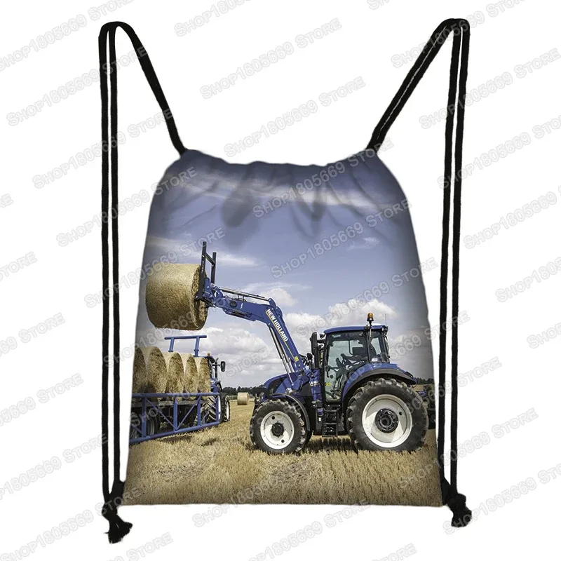 sac à dos à imprimé tracteur pour enfant, sac à dos avec cordon de serrage pour garçon et fille