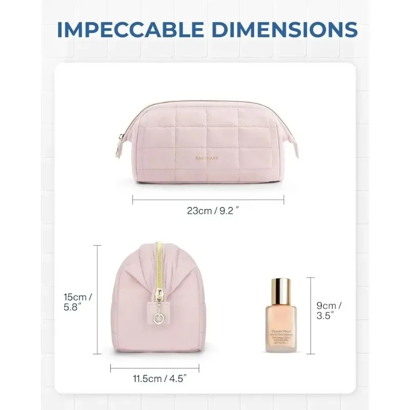 trousse de maquillage trousse de toilette de voyage sacs de maquillage rembourrés gonflés pochette large ouverte sac à main essentiels de voyage accessoires de toilette brosses