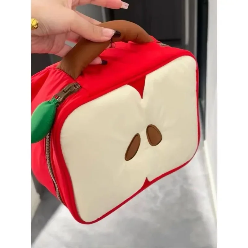 sac de maquillage à motif de pomme de dessin animé pour femmes, pochette de rangement de voyage, pochette de rangement pour cosmétiques et articles de toilette, sac à main pour femmes, cadeau de noël