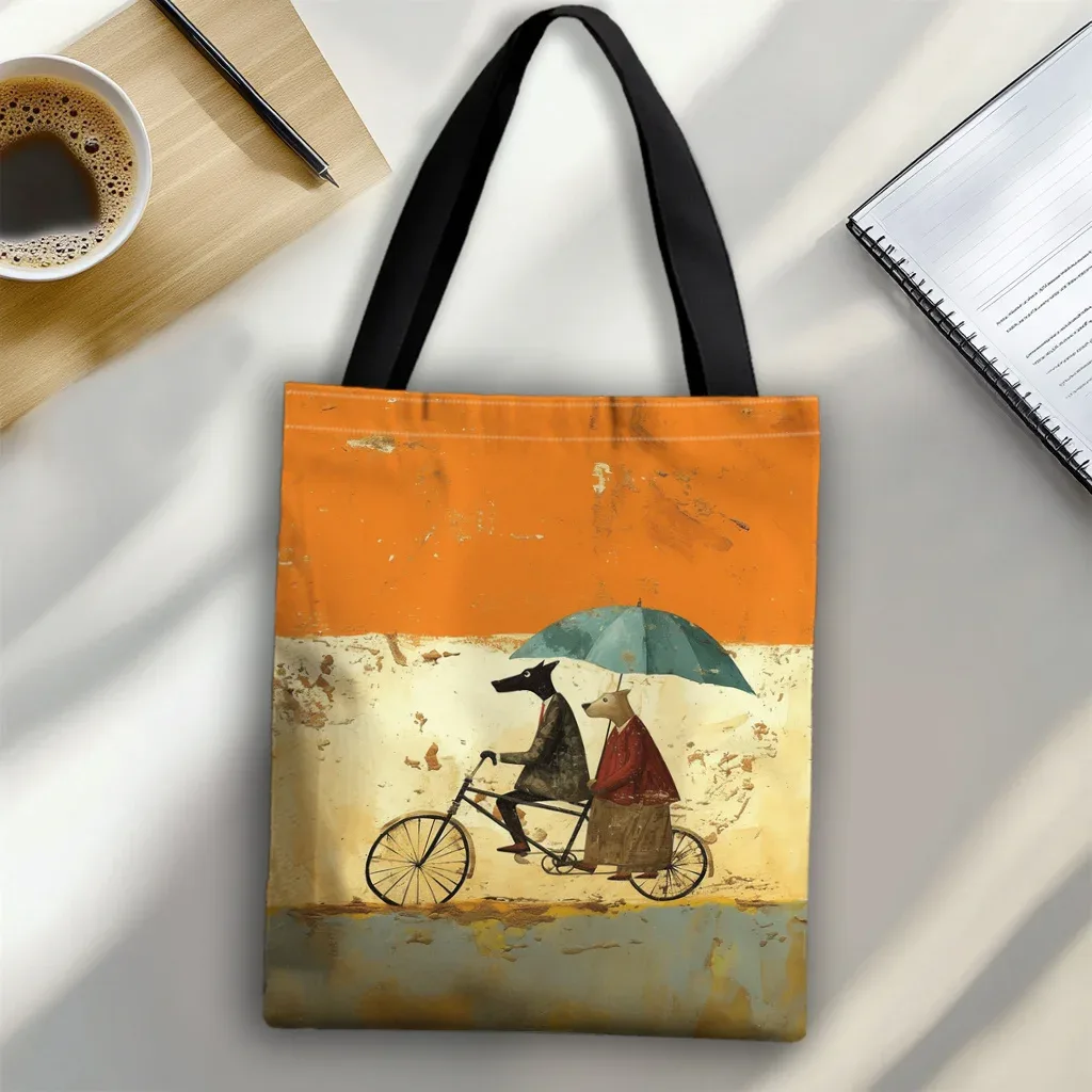 sac fourre-tout pour femmes, art abstrait de haute qualité, 1 pièce, pour le shopping, usage quotidien, cadeaux de vacances, éléments de mode, motif de chiens pour dames