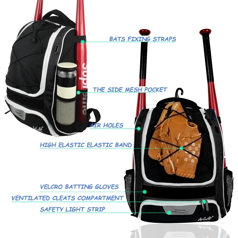 sac à dos de baseball softball avec compartiment pour chaussures, batte de softball d'extérieur, grande capacité, pour jeune adulte