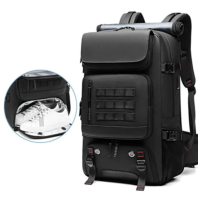 Sac à dos de voyage pour homme, imperméable, 17 pouces, sac à dos pour ordinateur portable professionnel avec sac à chaussures séparé, chargement USB, 50L, sac à dos de randonnée en plein air