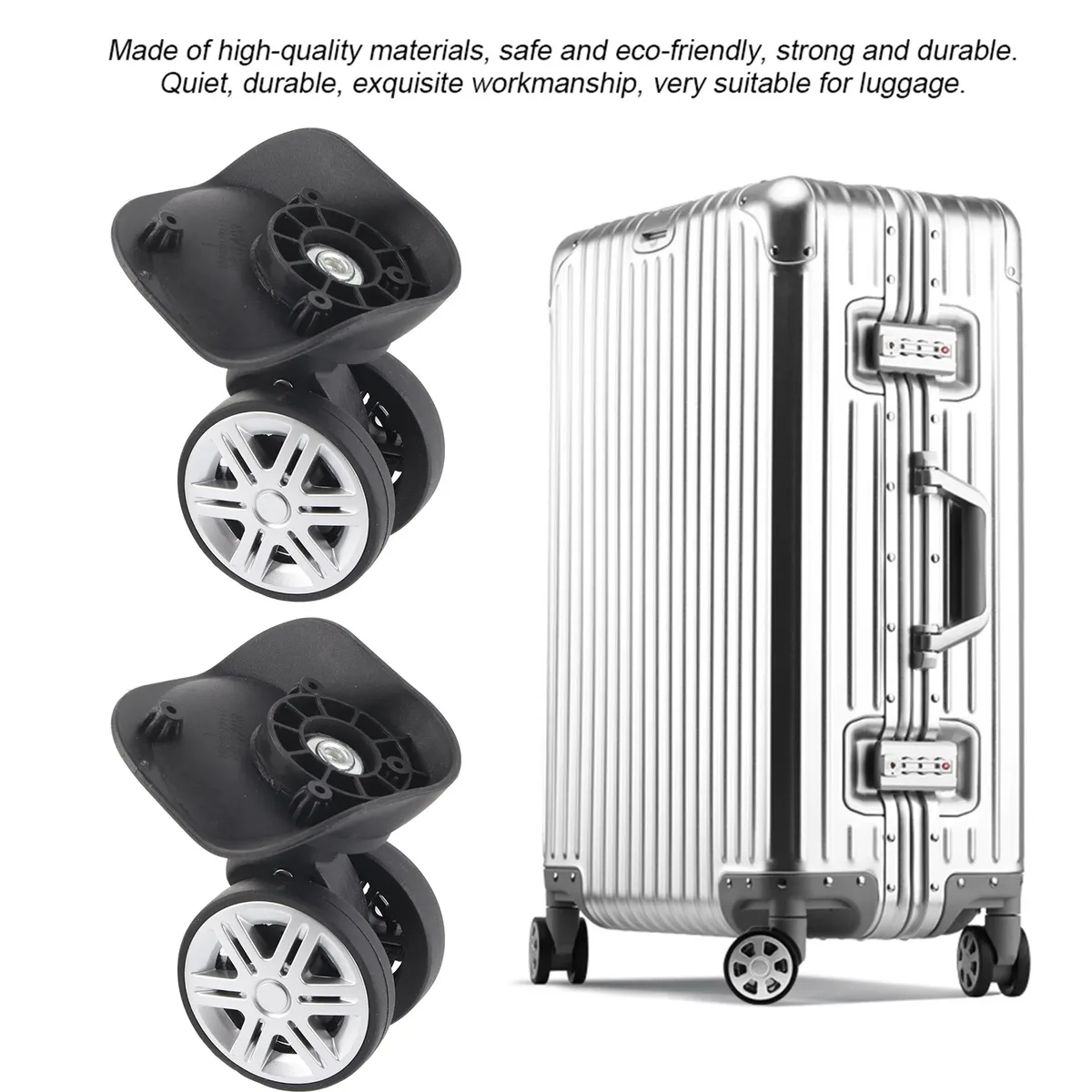 boîtier roue 1 paire extérieur muet double rangée grande roue barre de traction boîte valise accessoire valise roue muette roue