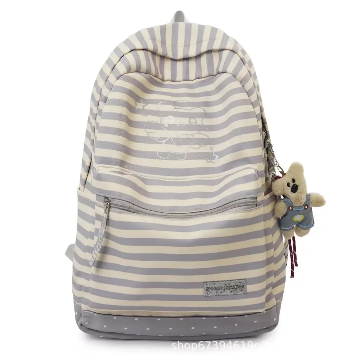nouveau sac à dos à rayures tendance, unisexe, en nylon, adapté à l'école et à l'éducation, capacité 20-35l, léger, 14 pouces