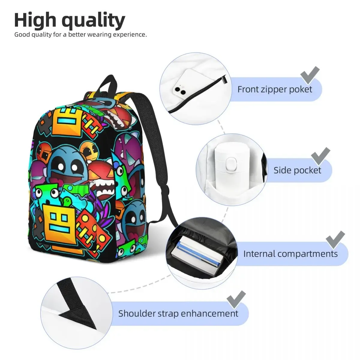 géométrie cube gaming dash sac à dos pour hommes femmes adolescent lycée affaires sac à dos ordinateur portable toile sacs sport