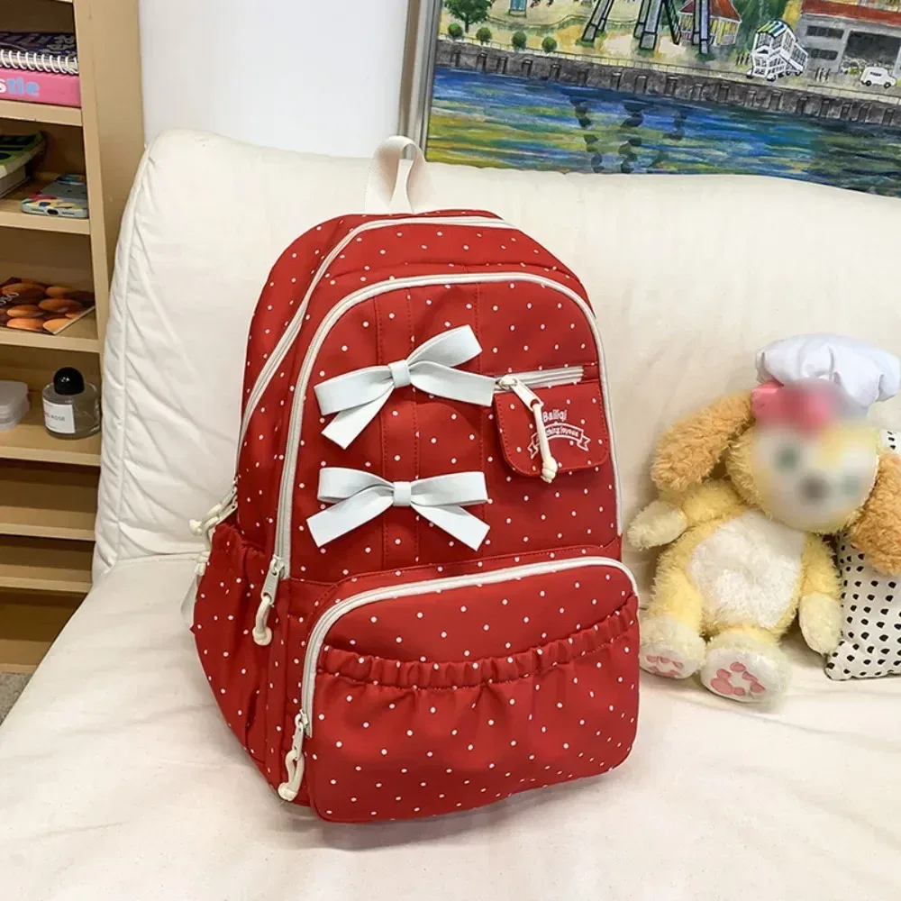 nouveau sac à dos à pois pour filles, cartable d'étudiant antivol de grande capacité, sac à dos d'ordinateur de voyage multi-compartiments en nylon